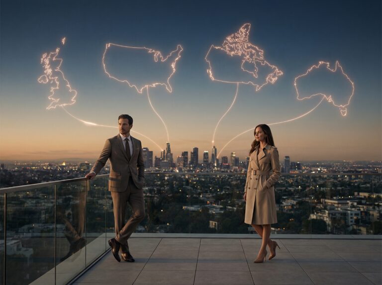 Well dressed couple in a city setting representing the rise of sugar dating in the UK, US, Canada, and Australia.